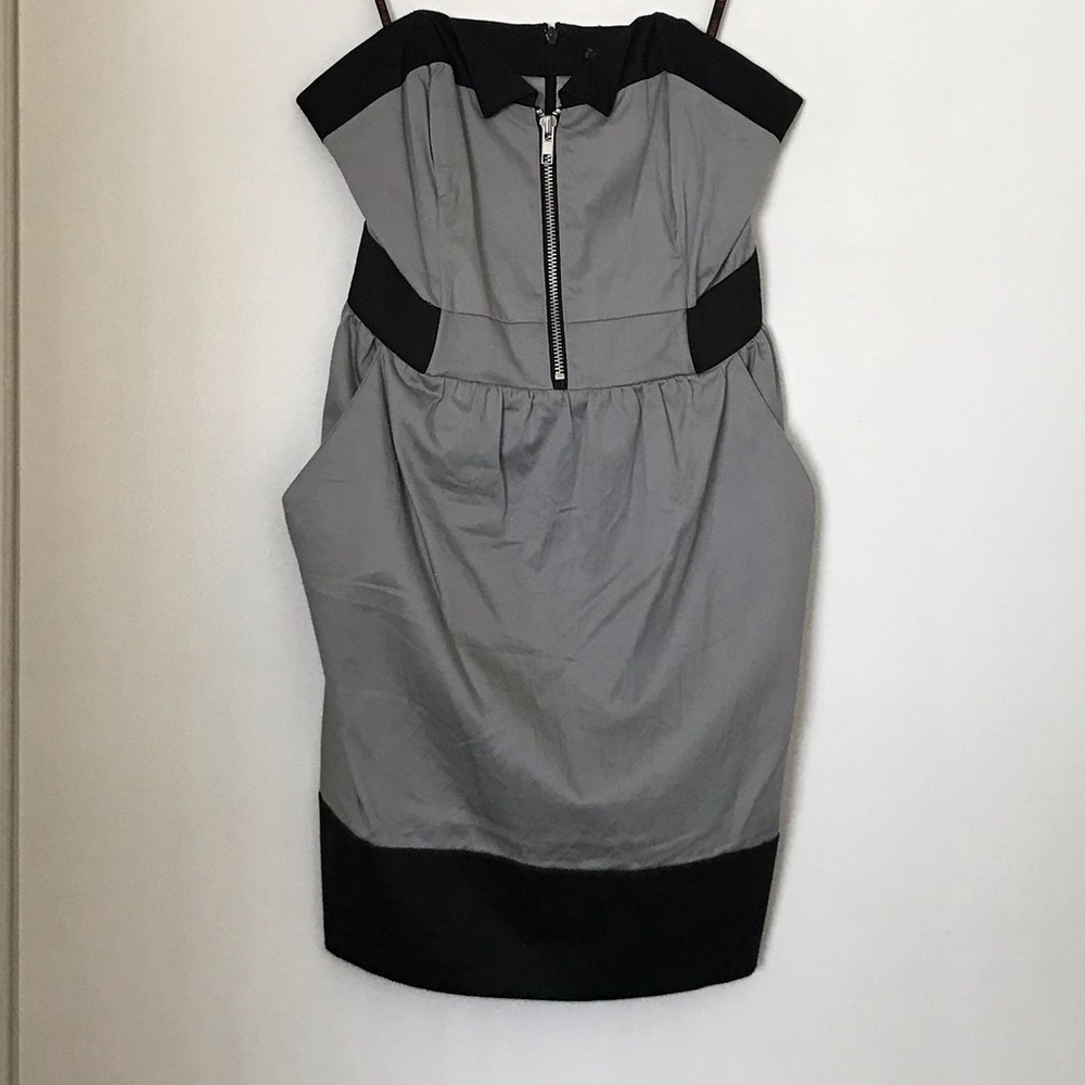Grey/ Black Strapless Slip Dress